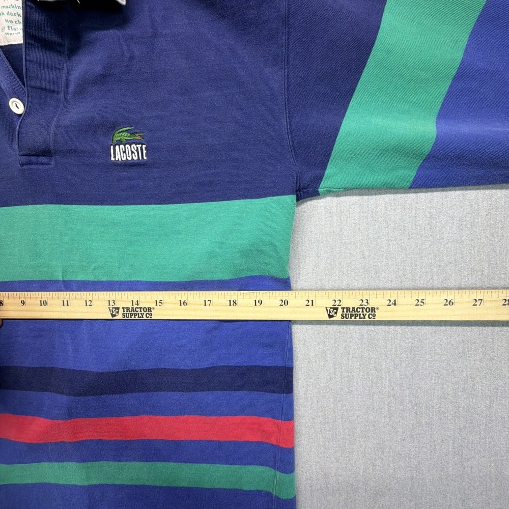 Vintage Izod Lacoste Polo Shirt Men L Navy Blue Cotton Rugby Crocodile Pullover - Picture 6 of 7